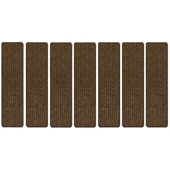 Stair Treads Collection Set of 7 Indoor Skid Slip Resistant Brown Carpet Stair Tread Treads (7 ...