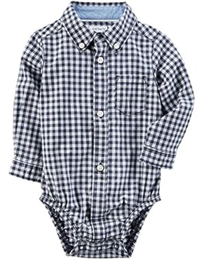 Baby Boys Checkered Button-Front Cotton Bodysuit (24 months, blue)