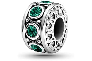 KunBead January-December Birthstone Birthday Heart Bead Charms Compatible with Pandora Bracelet for Mom Daughter Grandma Granddaughter Nana Auntie Wife Sister Best Friend