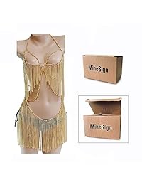MineSign Boho Jewelry - Conjunto de cadena de metal para el cuerpo de mujer, bikini indio con cadena para el vientre, disfraz de Halloween