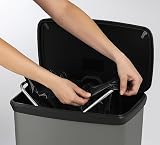 Curver 50L Deco Pedal Bin Matt Silver Waste Bin Kitchen Home Office view 2
