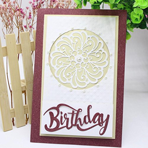 Cutting Dies for Card Making, Staron Metal Cutting Dies Stencil Flower Hearts Happy Birthday Cut Die Template Mould for DIY Scrapbook Embossing Album Paper Card Craft (R)