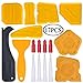 Silicone Caulk Tool with 4-Piece Glass Glue Angle Scraper - 3-in-1 Caulk Finishing Tool Caulk Removal Tool and Grout Removal Tool, (Yellow)