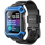 SupCase Rugged Protective Case for Apple Watch 4 / Watch 5 [44mm], with Strap Bands for Apple Watch Series 4 2018 / Series 5 2019 [Unicorn Beetle Pro] (Blue)