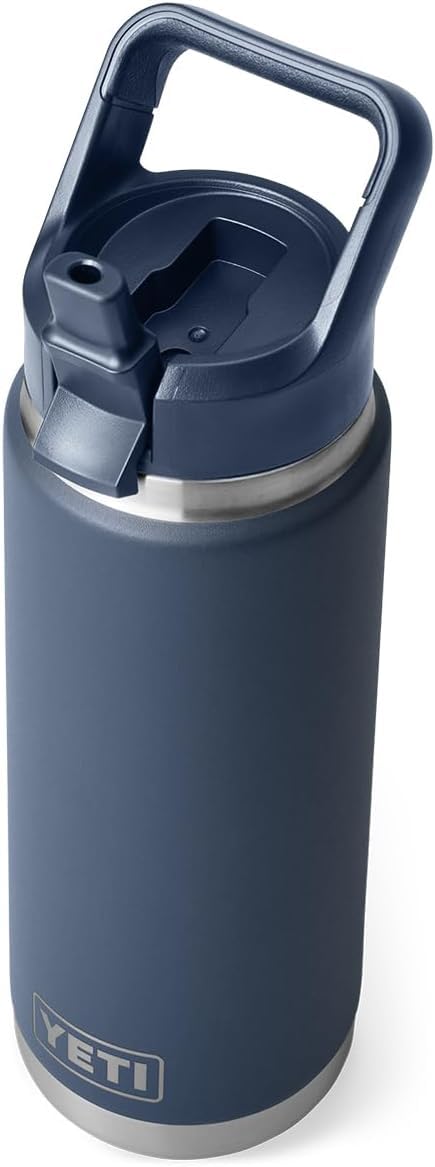 YETI Rambler C Straw Bottle, Stainless Steel Vacuum Insulated Bottle with Leakproof Straw Cap, Navy, 26 oz (769 ml)