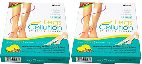Skinae Legs Cellution Lemon Flavoring Cooling, Lining and Relaxing Rest massage Muscle Relax Patch 2 Box,16 Sheets (1 Box=4 Pouches/8 Sheets)