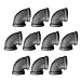 IBEUTES 10-Pack Black Malleable Iron Cast Pipe Fitting 1/2 inch 90 degree elbow, DIY Pipe Furniture, 1/2 Inch Threaded Pipe Nipples Industrial Piping