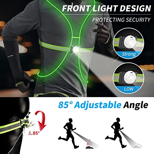 NiSHEN LED Reflective Running Vest with Front Light,Running Lights for Runners,Safety Vest for