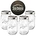Ball Mason Jars 16 oz Bundle with Non Slip Jar Opener- Set of 4 16 Ounce Size Mason Jars with Regular Mouth - Canning Glass Jars with Lids, Heritage Collection