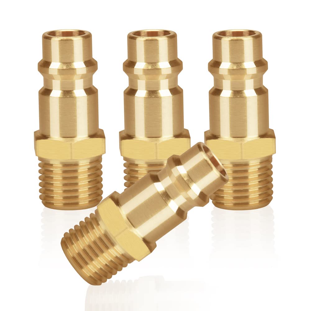 4pcs Air Line Connectors Euro Airline Hose Compressor Fittings 1/4" BSP Air Coupler and Plug Kit Couplings Connector Male