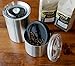 Planetary Design Airscape Stainless Steel Coffee Canister | Food Storage Container | Patented Airtight Lid | Push Out Excess Air Preserve Food Freshness (Medium, Obsidian)