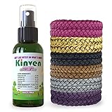 Kinven Anti Mosquito Repellent Bundle - Repel Mosquitoes with Bracelet & Spray, Waterproof, Natural, DEET-free, Indoor & Outdoor Protection for Adults & Kids (2oz bottle + 12 bracelet, Multi-color)