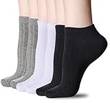Women’s Low Cut Socks, Athletic Ankle No Show Running Socks for Women with Seamless Toe 2-6 Pack Hidden Comfort Short Black White Grey Cotton Socks