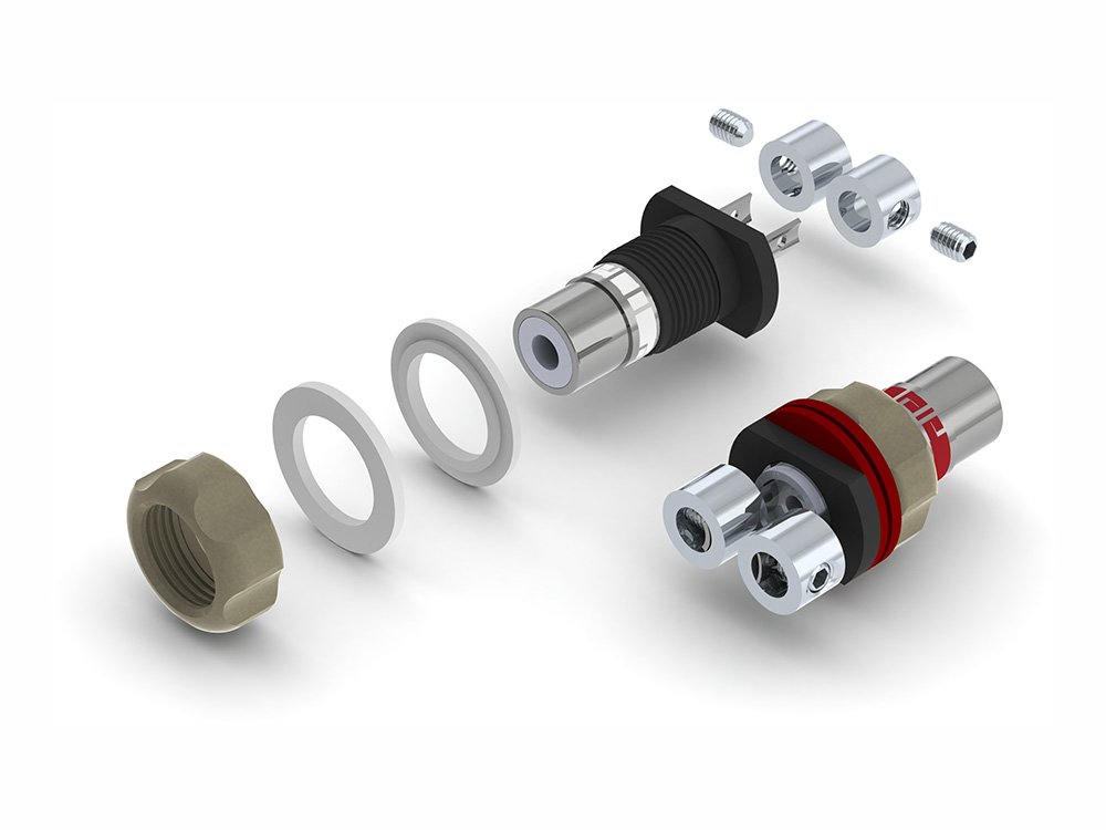 aeco RCA Jack ARJ-4045R, 2pcs/1set, Rhodium Plating, Vacuum bag