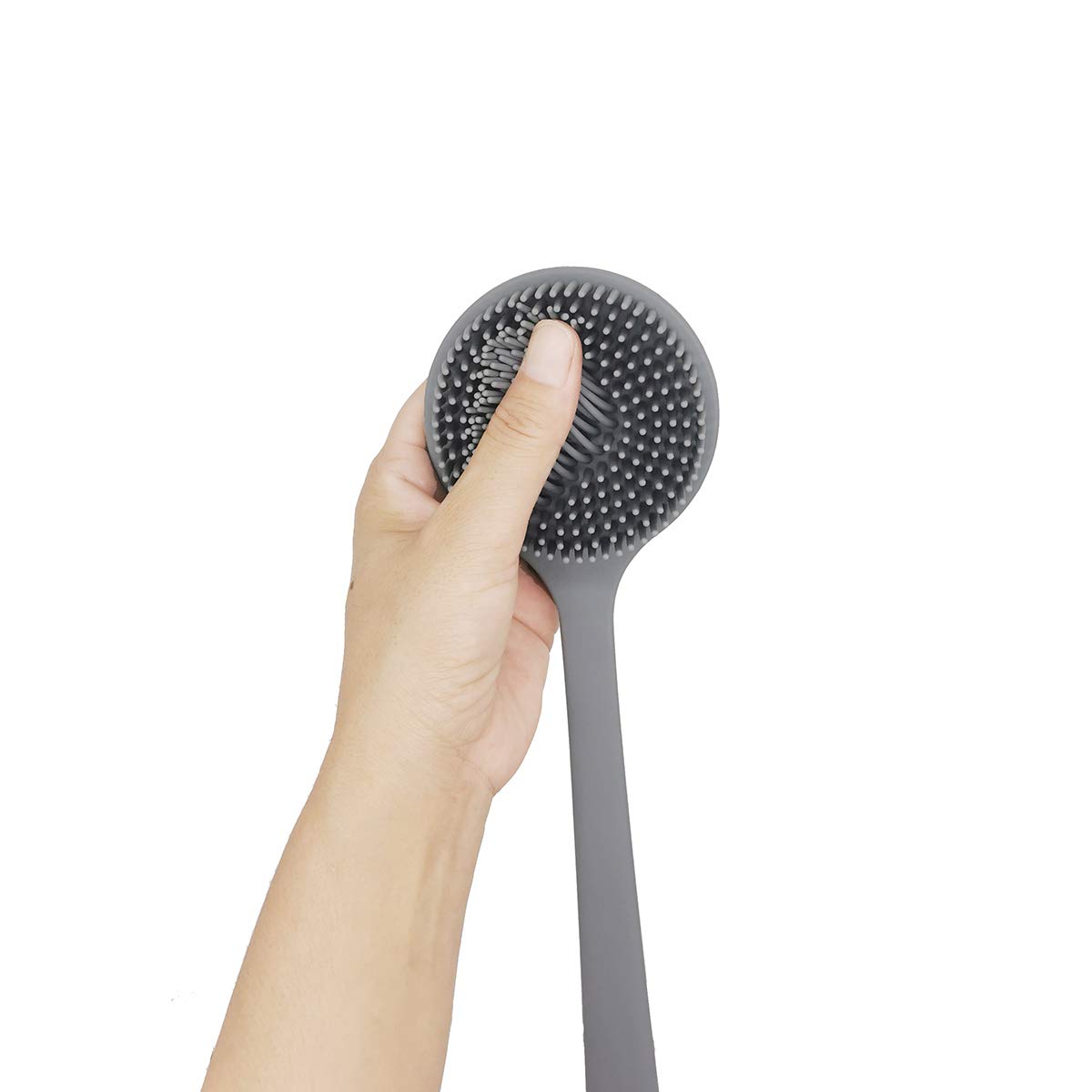 DNC Soft Silicone Back Scrubber Shower Bath Body Brush with Long Handle, BPA-Free, Hypoallergenic, Eco-Friendly (Gray) : Beauty