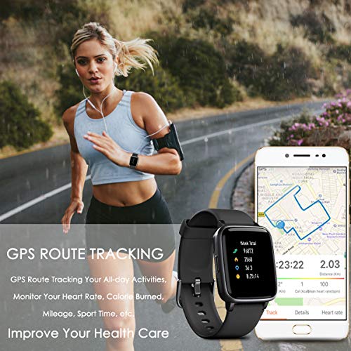 CHEREEKI Fitness Tracker, Fitness Watch with Heart Rate Monitor Waterproof IP68 1.3'' Color Screen Smartwatch, Stopwatch, Step Counter, Sleep Monitor Activity Tracker for Men Women Kid (Black 1) - Thumbnail 4