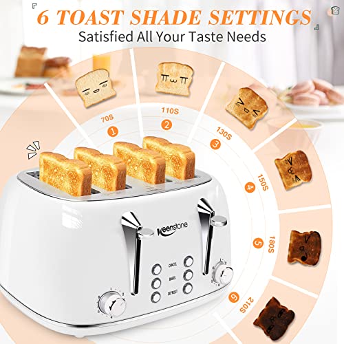 Toaster 4 Slice Stainless Steel Toaster with Bagel, Cancel, Defrost