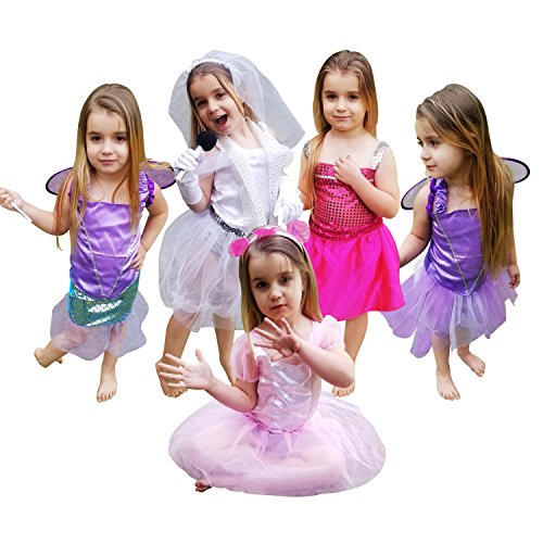 Girls Dress up Costume Set Toiijoy Princess,Fairy,Mermaid,Bride,Pop