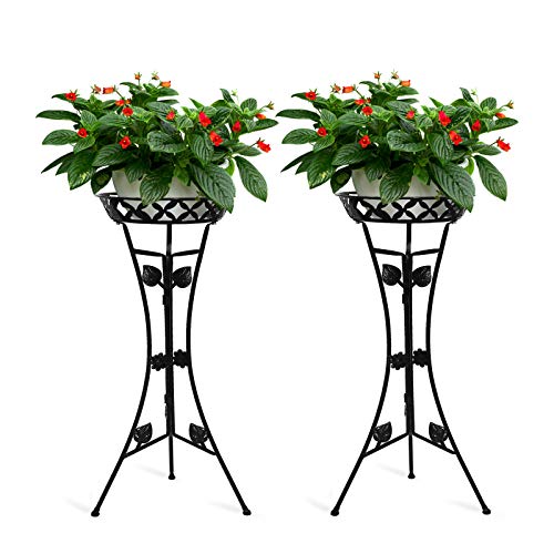 JzNova 2 Pack Metal Tall Plant Stand, Flower Pot Raised Holder, Iron
