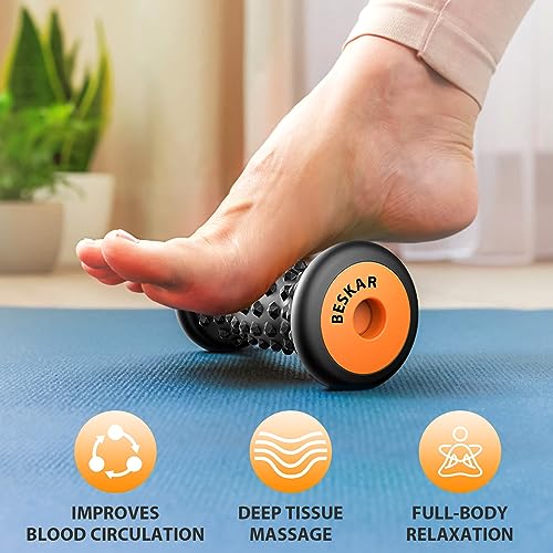 BESKAR Foot Massage Roller for Plantar Fasciitis Relief, Portable Foot Roller to Deep Tissue Muscle Massage, Foot Arch and Heel Pain, Foot Trigger Point Therapy Reflexology Tool