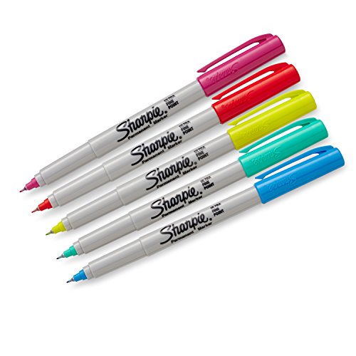 SHARPIE Color Burst Permanent Markers, UltraFine Point, Assorted, 5