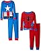 Marvel Boys' Little 4-Piece Cotton Pajama Set, Multi Character-Red/Blue, 6