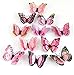 Vovotrade 12Pcs 3D Butterfly Magnet Wall Stickers Thanksgiving Christmas (Pink)