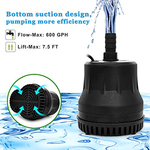 PULACO Swimming Pool Cover Pump (600 GPH 40W), Automatic Shut Off