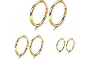 VISHOCA Surgical Stainless Steel Thin Hoop Earrings 6mm/8mm/10mm Small Huggie Hoop Earrings for Women and Men