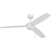 Prominence Home Journal, 52 Inch Contemporary Indoor Outdoor Ceiling Fan with No Light, Pull Chain, Dual Mounting Options, Du