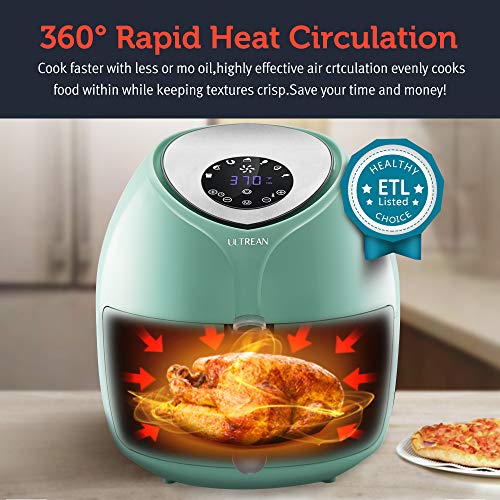 Ultrean 6 Quart Air Fryer, Large Family Size Electric Hot Air Fryers XL