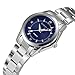 Chronos Women Girls Silver Stainless Steel Quartz Waterproof Watch Round Analog Blue Dial Lady Elegant Timepiece