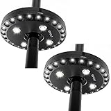 QPAU Patio Umbrella Light Outdoor Cantilever 3 Lighting Mode Offset Pool Patio Cordless 28 LED Stand Deck Large 200 Lumens Light Table Umbrellas Camping, 2 Pack