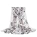 E-Clover Lightweight Chiffon Sheer Scarves: Women's Pretty Rose Print Scarf (LightGrey)