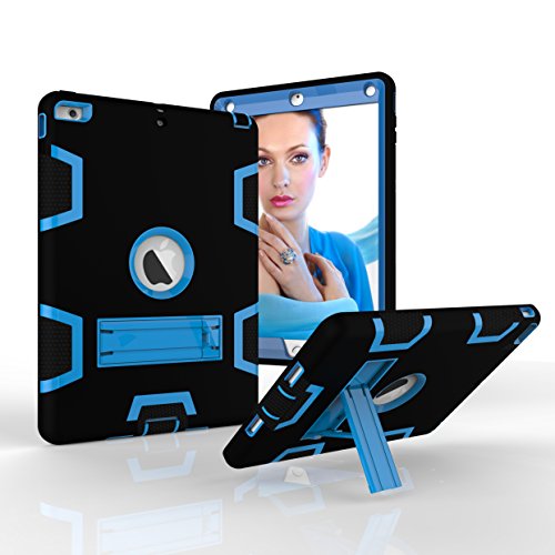 iPad Air Case,iPad 5 Case, Dooge Three Layers PC&Silicon Armor Defender Heavy Duty Shock-Absorption Rugged Hybrid Full Body Protective Case with Kickstand for Apple iPad Air/iPad 5 (2013 Model)