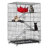Tooca 4-Tier Cat Cage Cat Kennel Black Wire Cat