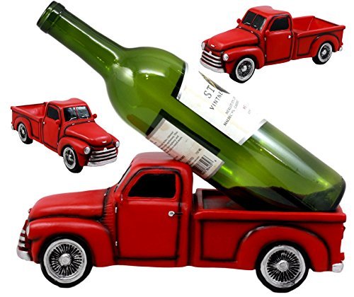 Ebros Gift Red Vintage Old Fashioned Pickup Truck Wine Holder 11.25