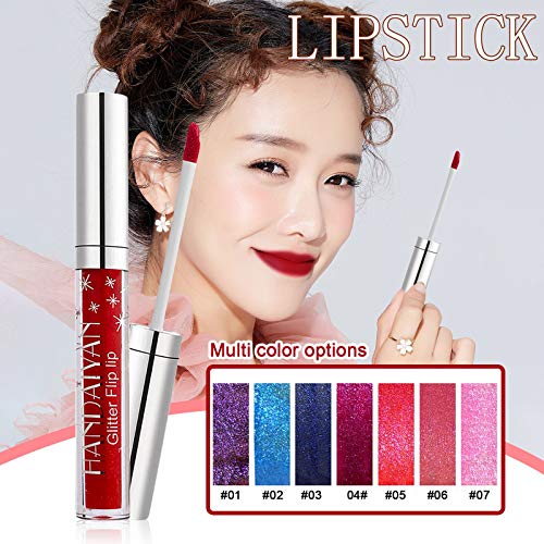 Liquid Lipstick,Metal Lip Gloss Waterproof Matte Lipstick Heavy Metallic Pearlescent Lip Gloss Waterproof Non-stick Cup Lipstick for Party,Daily Use (C)
