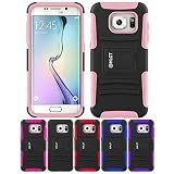 Galaxy S7 Edge Case, HLCT Rugged Shock Proof Dual-Layer Case with Built-In Kickstand for Samsung Galaxy S7 Edge (2016) (Pink)