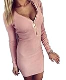 Lollipop's Women's Zip Front Long Sleeve Sweater Dress