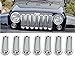 Sunroadway Chrome Front Grill Mesh Grille Insert Kit For Jeep Wrangler Rubicon Sahara Jk 2007-2015 7PC