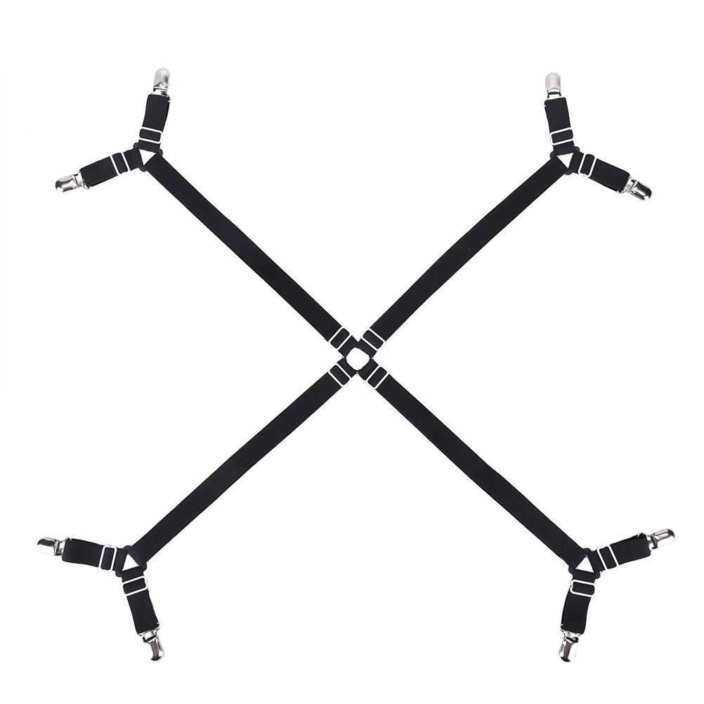 Triangle Sheet Straps Bed Sheet Holder Straps Mattress Sheet Suspenders Adjustable Bed Sheet Fasteners Suspenders, 1 Pack Black by Bmstar