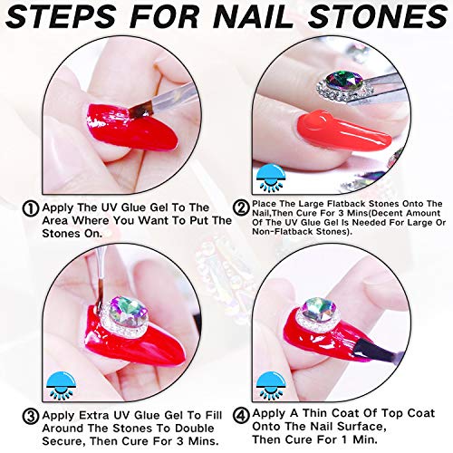 UV Nail Art 15ml Rhinestone Glue Gel Adhesive + 2 Boxes Nail Rhinestones + 1 Dual-Use Pen Pick Up Resin Gems Jewelry Diamond Beads Polish Clear Decoration Thicker And More Sticky