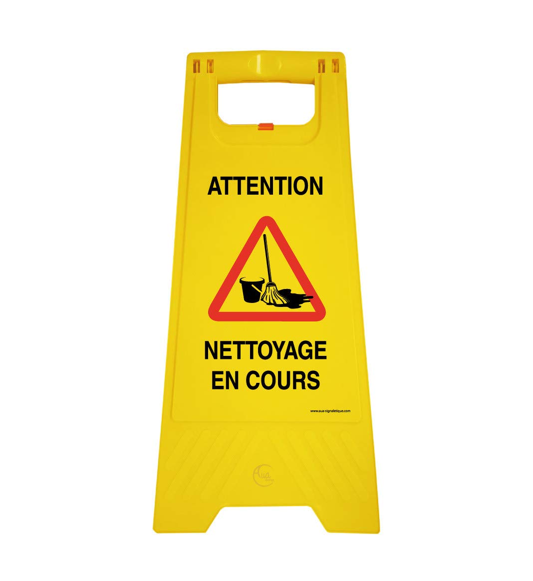 Aua Signaletique - Chevalet Signalisation Nettoyage en Cours Attention - Poids 1 kg en Plastique Jaune