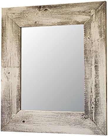 Drakestone DesignsMirror with Barnwood Frame | Wall Mount | Handmade Rustic Reclaimed Wood | 17 x 20 Inches (Whitewash)