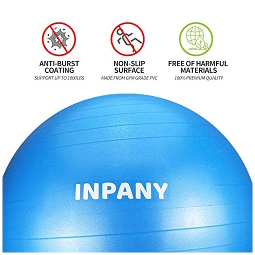 INPANY Exercise Ball(45-85cm) - Extra Thick Yoga Ball Chair, Stability Ball Supports 2200lbs, Birthing Ball with Pump… - Image 3