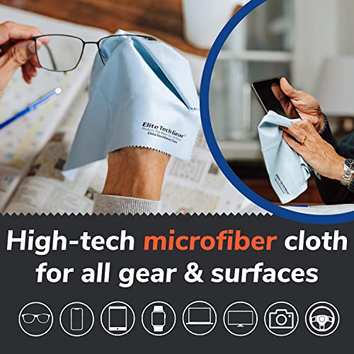 Elite Tech Gear Microfiber Cloth 8Pack, 12" x 12" Oversized Cleaning