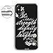 iPhone X Case Motivational Inspirational Flower Floral Cute Bible Verses Quotes She Is Clothed with Strength & Dignity Proverbs 31:25 Black and White Stripe Chevron Clear Rubber Case for iPhone X