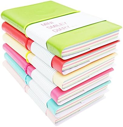 Jaeske Portable Mini Smiley Diary Notebooks 100 Sheets Per Small Notebooks with Elastic Set of 6