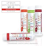 Sweet Lips SPF 15 Lip Balm by L'AUTRE PEAU - Dry Chapped Lips Treatment with Moisturizer for Sun Protection | Fruitylicious Gift Set | Strawberry, Peach, Apple & Raspberry (4 Pack)
